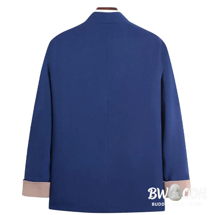 Buddha Stones Dragon Embroidery Frog-button Polyester Men’s Jacket Shirt Clothing With Pockets - Men’s Jacket Shirt