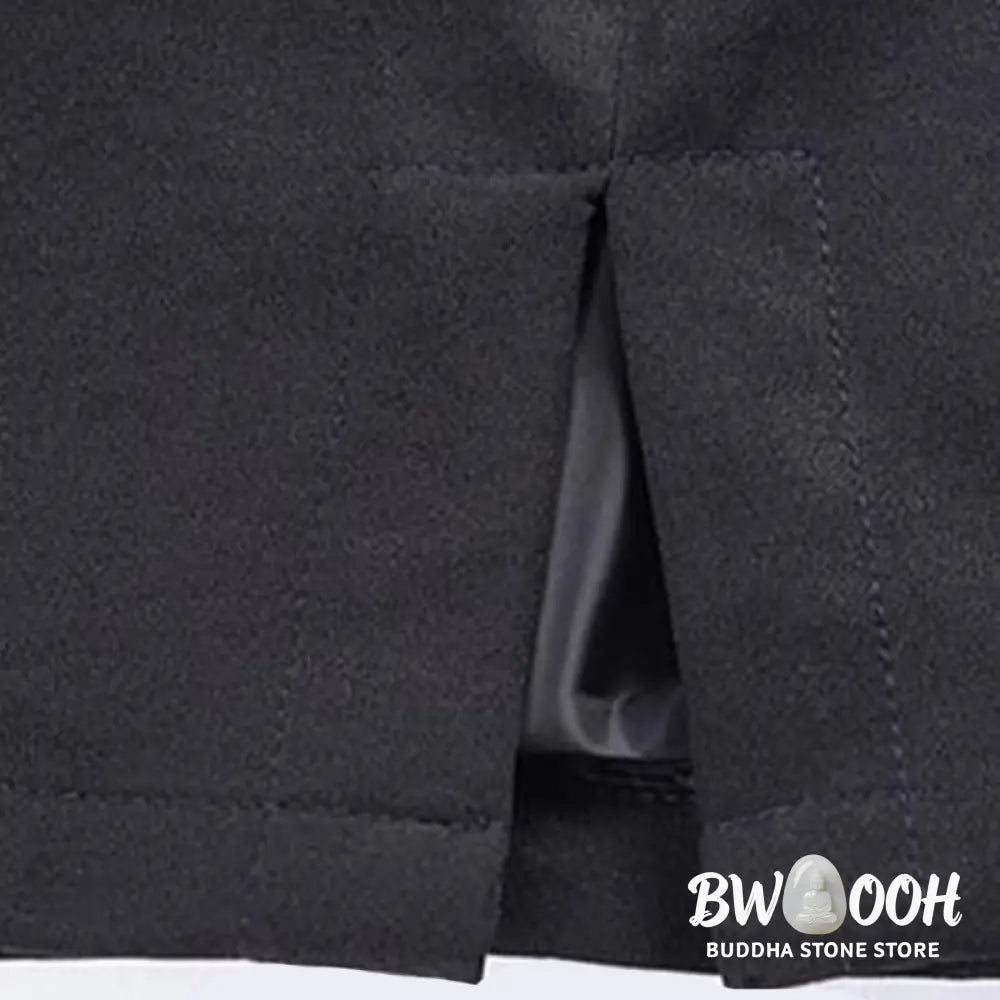 Buddha Stones Dragon Embroidery Frog-button Polyester Men’s Jacket Shirt Clothing With Pockets - Men’s Jacket Shirt