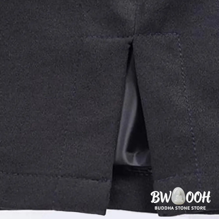 Buddha Stones Dragon Embroidery Frog-button Polyester Men’s Jacket Shirt Clothing With Pockets - Men’s Jacket Shirt