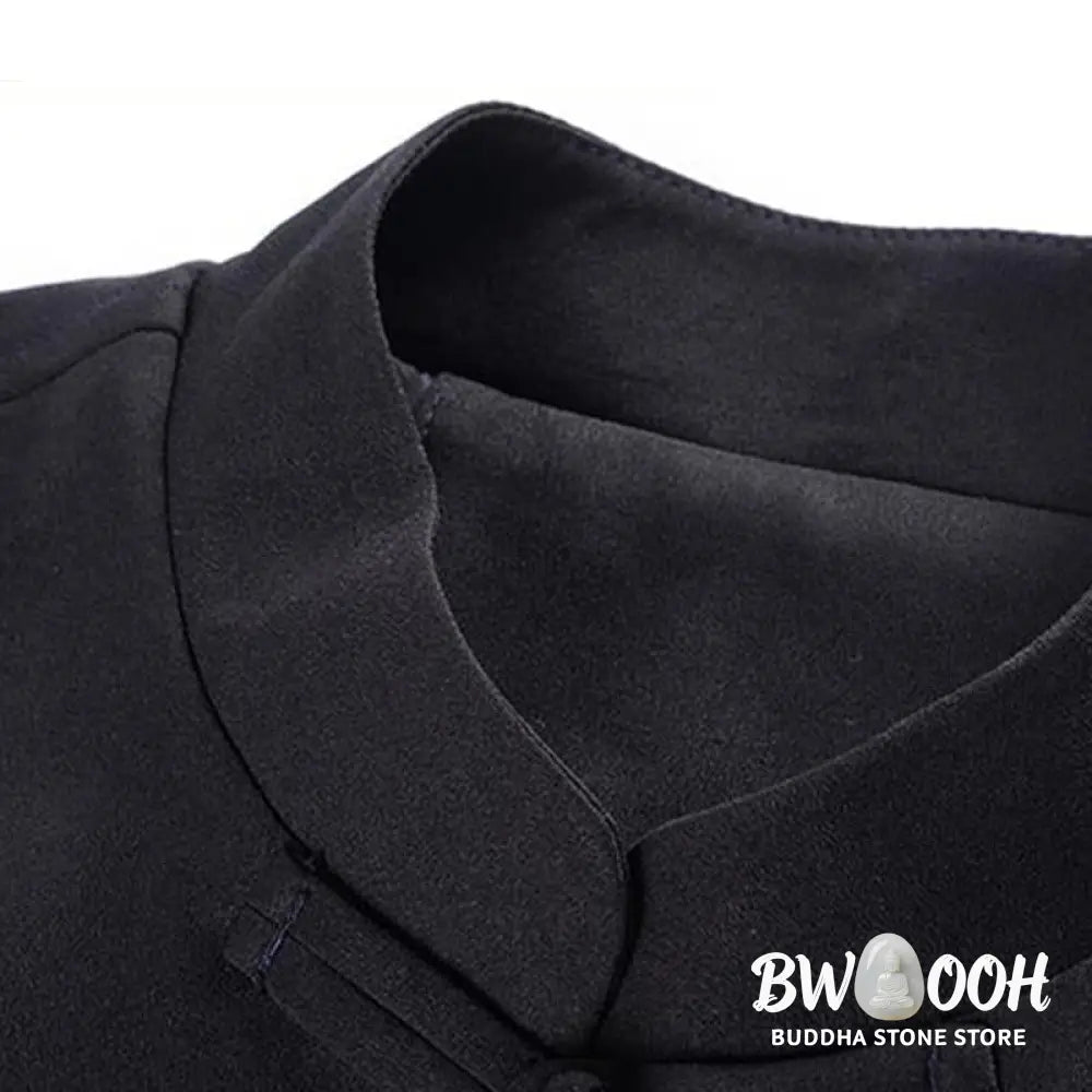 Buddha Stones Dragon Embroidery Frog-button Polyester Men’s Jacket Shirt Clothing With Pockets - Men’s Jacket Shirt