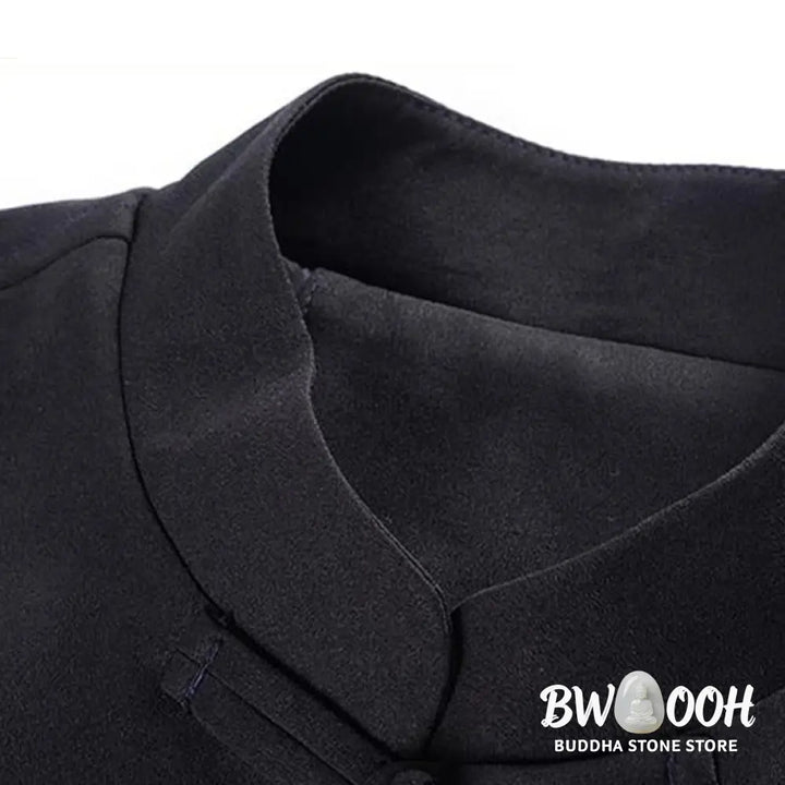 Buddha Stones Dragon Embroidery Frog-button Polyester Men’s Jacket Shirt Clothing With Pockets - Men’s Jacket Shirt