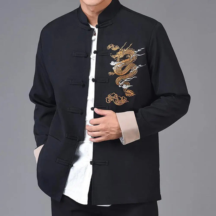 BWOOOH Dragon Embroidery Frog-button Polyester Men&