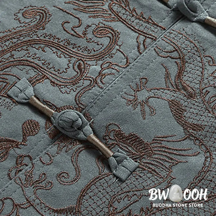 Buddha Stones Dragon Fu Character Tang Suit Traditional Short Sleeve Shirt Wide Leg Pants Clothing Men’s Set - Men’s