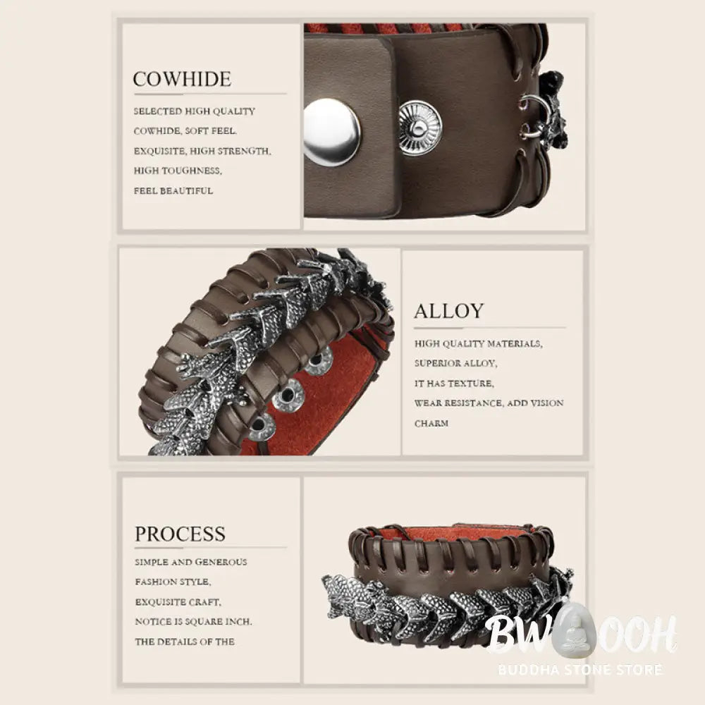 BWOOOH Dragon Leather Protection Weave Bracelet | natural stone spiritual bracelet for healing and mindful living
