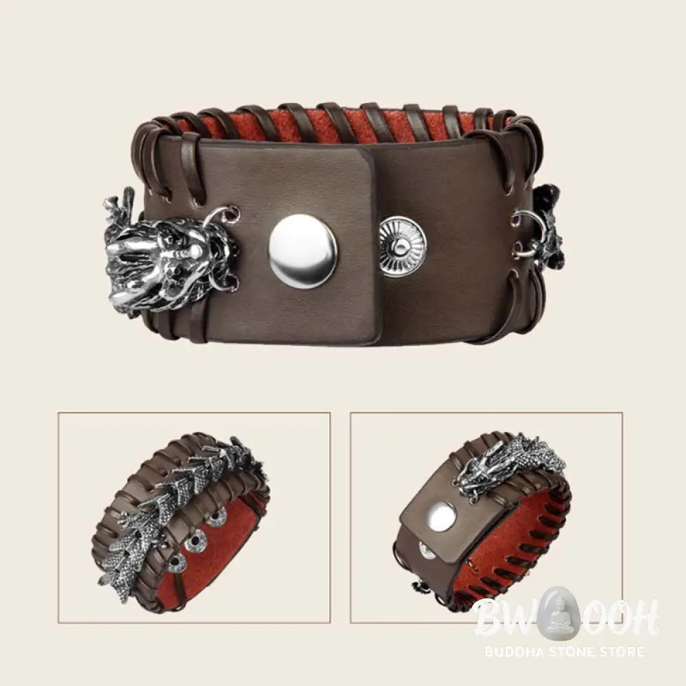 BWOOOH Dragon Leather Protection Weave Bracelet | natural stone spiritual bracelet for healing and mindful living