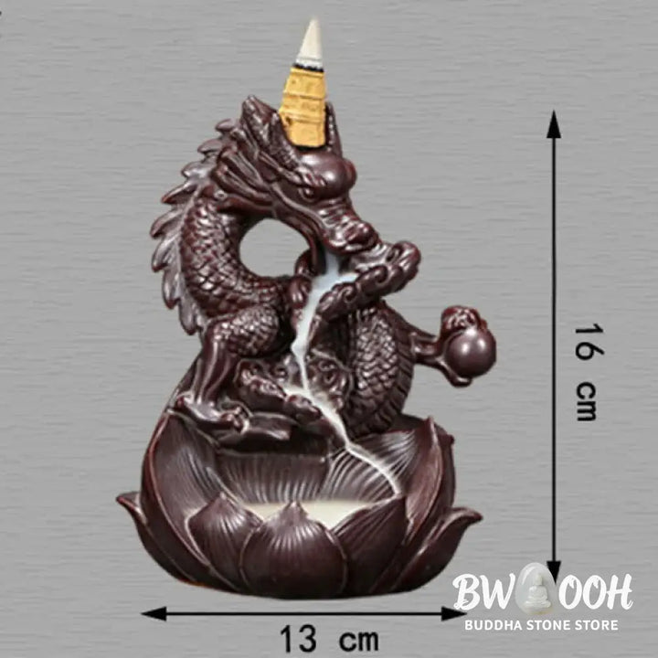 BWOOOH Dragon Lotus Pattern Strength Protection Ceramic Incense Burner Decoration - Dragon&amp;Lotus - Incense Burner