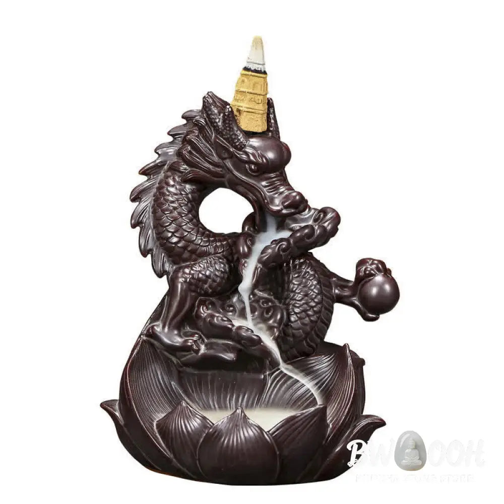BWOOOH Dragon Lotus Pattern Strength Protection Ceramic Incense Burner Decoration - Dragon&amp;Lotus - Incense Burner