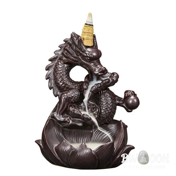 BWOOOH Dragon Lotus Pattern Strength Protection Ceramic Incense Burner Decoration - Dragon&amp;Lotus - Incense Burner