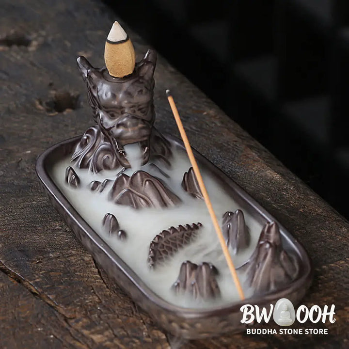 BWOOOH Dragon Mountain Strength Ceramic Incense Burner Decoration - Sienna - Incense Burner