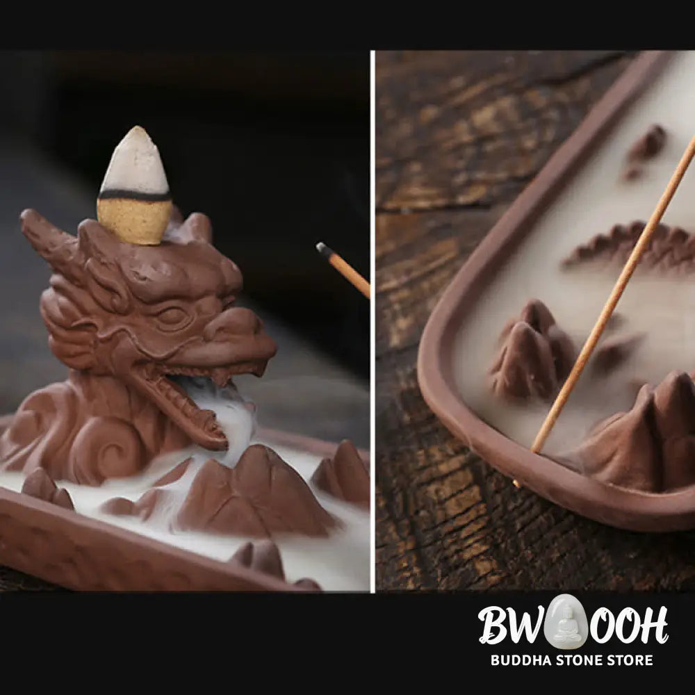 BWOOOH Dragon Mountain Strength Ceramic Incense Burner Decoration - Sienna - Incense Burner