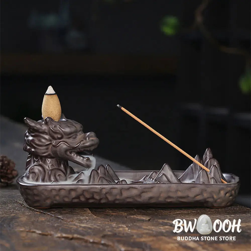 BWOOOH Dragon Mountain Strength Ceramic Incense Burner Decoration - Sienna - Incense Burner
