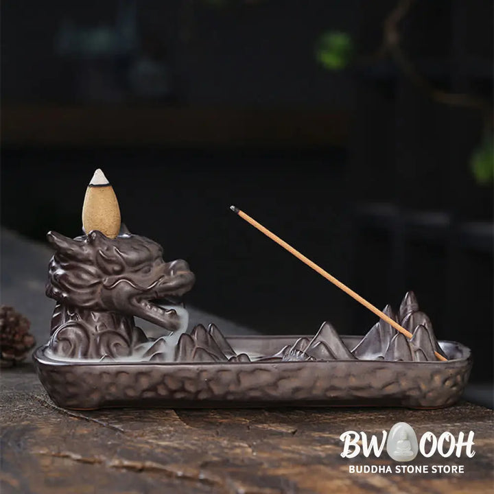 BWOOOH Dragon Mountain Strength Ceramic Incense Burner Decoration - Sienna - Incense Burner