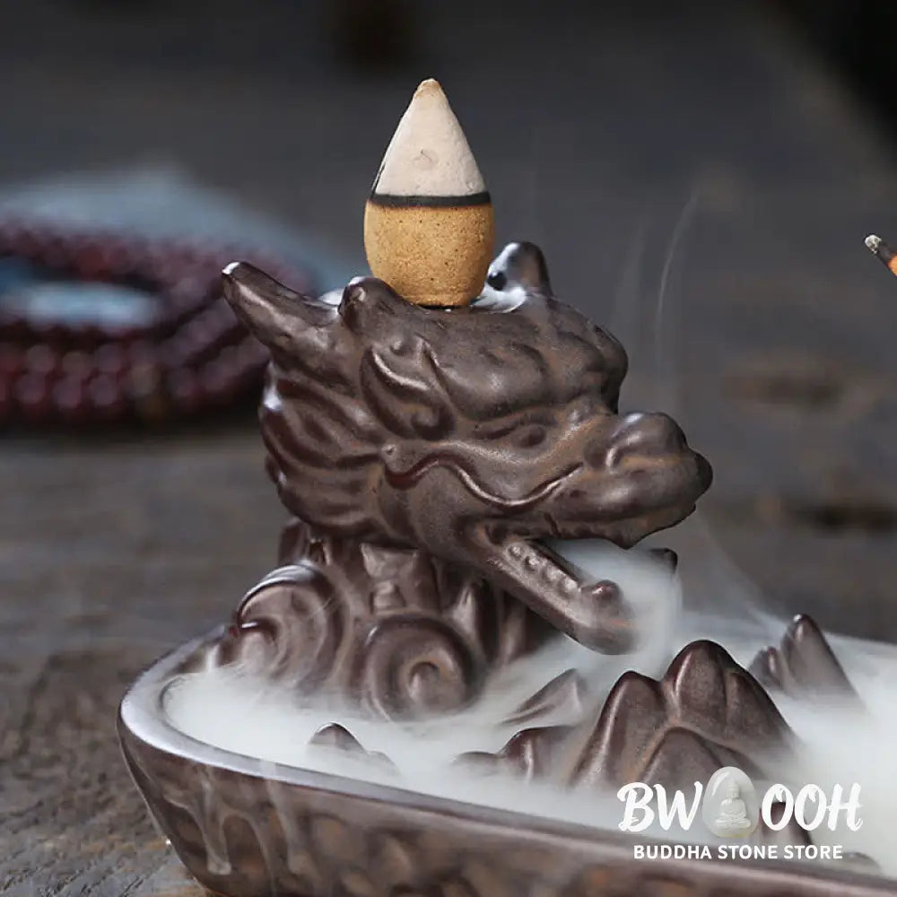 BWOOOH Dragon Mountain Strength Ceramic Incense Burner Decoration - Sienna - Incense Burner