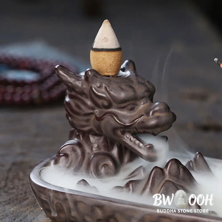 BWOOOH Dragon Mountain Strength Ceramic Incense Burner Decoration - Sienna - Incense Burner