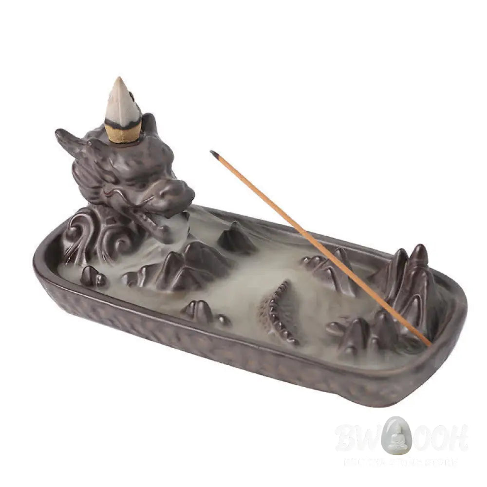 BWOOOH Dragon Mountain Strength Ceramic Incense Burner Decoration - Sienna - Incense Burner