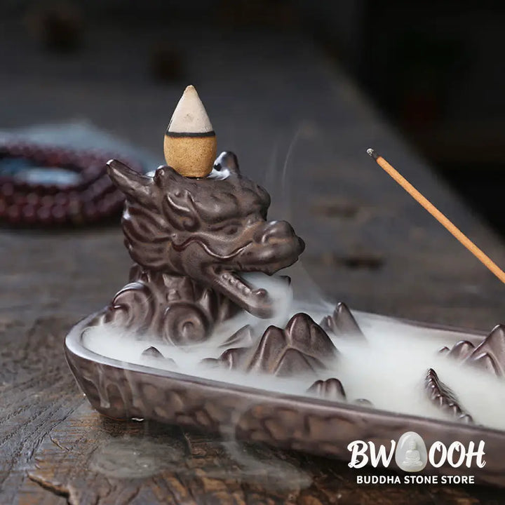 BWOOOH Dragon Mountain Strength Ceramic Incense Burner Decoration - Sienna - Incense Burner