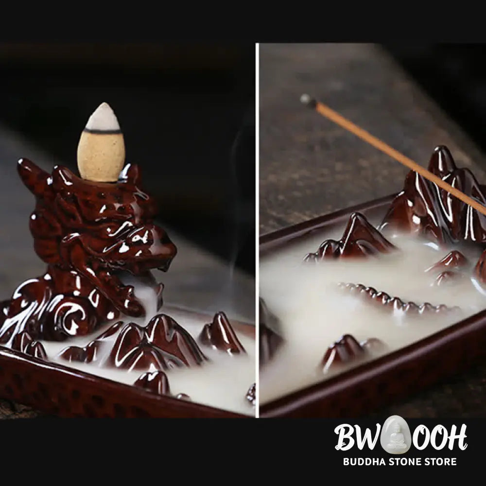 BWOOOH Dragon Mountain Strength Ceramic Incense Burner Decoration - Sienna - Incense Burner