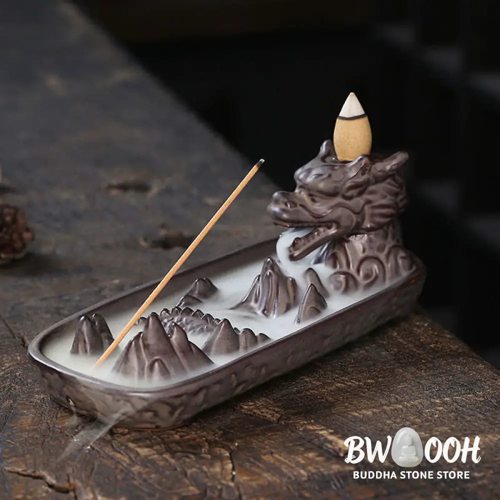BWOOOH Dragon Mountain Strength Ceramic Incense Burner Decoration - Sienna - Incense Burner
