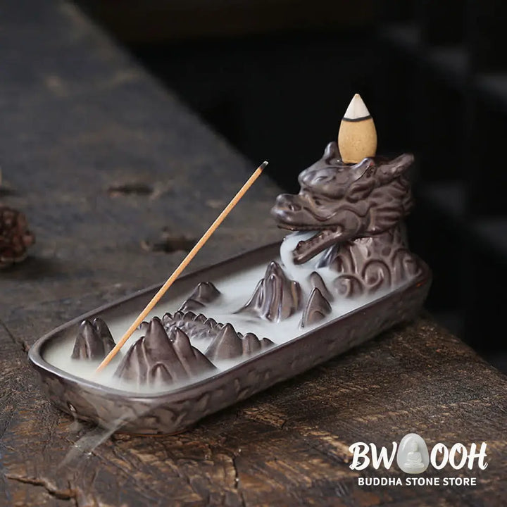BWOOOH Dragon Mountain Strength Ceramic Incense Burner Decoration - Sienna - Incense Burner