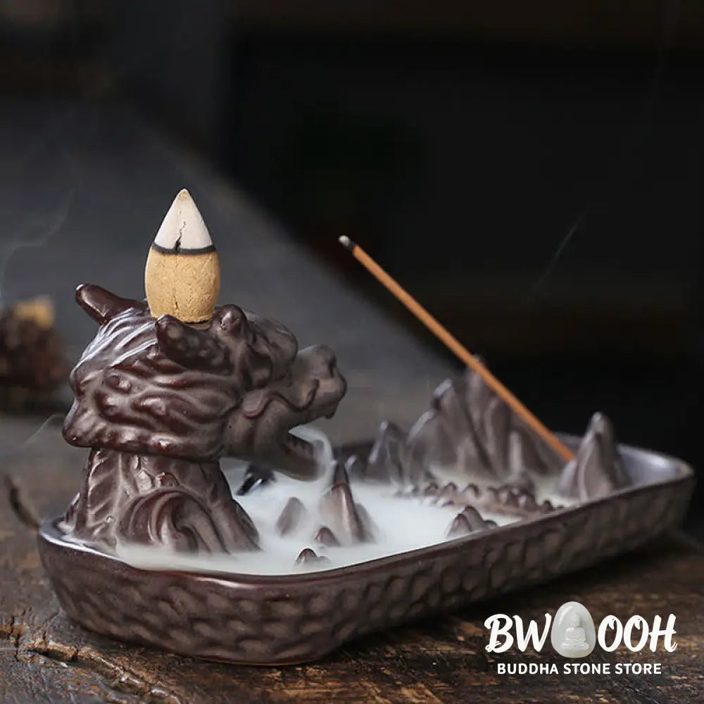 BWOOOH Dragon Mountain Strength Ceramic Incense Burner Decoration - Sienna - Incense Burner