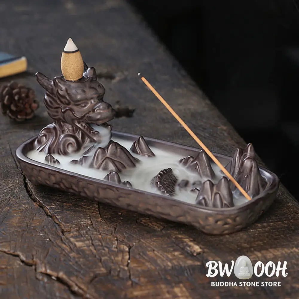 BWOOOH Dragon Mountain Strength Ceramic Incense Burner Decoration - Sienna - Incense Burner