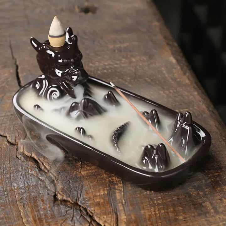 BWOOOH Dragon Mountain Strength Ceramic Incense Burner Decoration - Sienna - Incense Burner