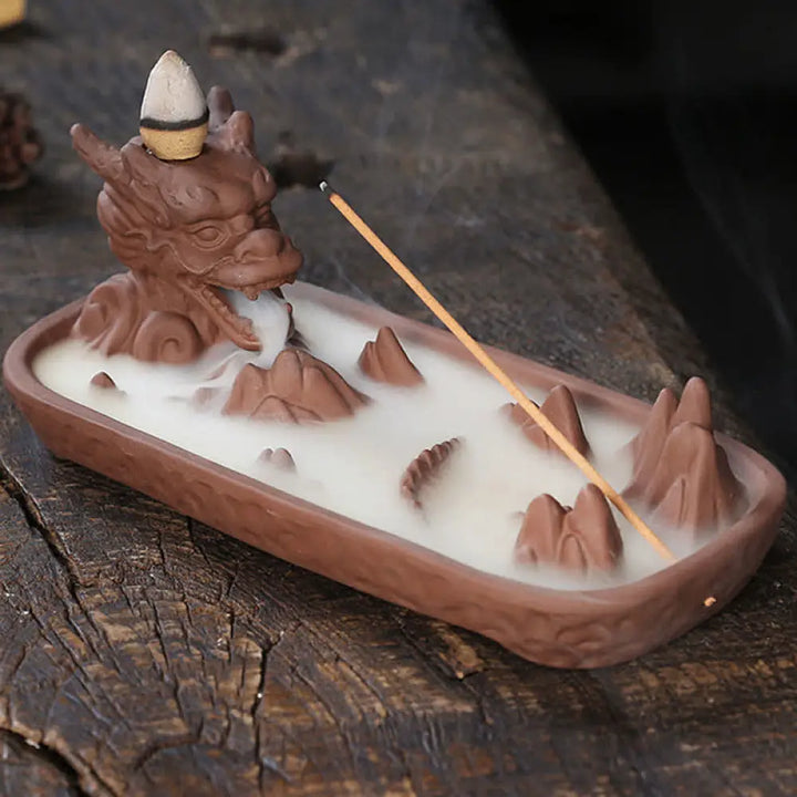 BWOOOH Dragon Mountain Strength Ceramic Incense Burner Decoration - Sienna - Incense Burner