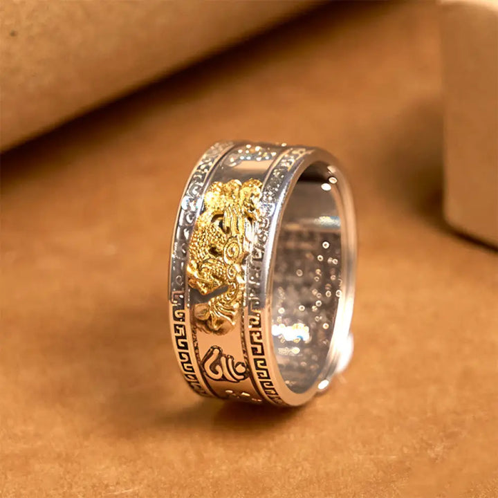 BWOOOH Dragon Pattern Heart Sutra Copper Strength Ring — Dragon spiritual jewelry for spiritual healing and mindful living
