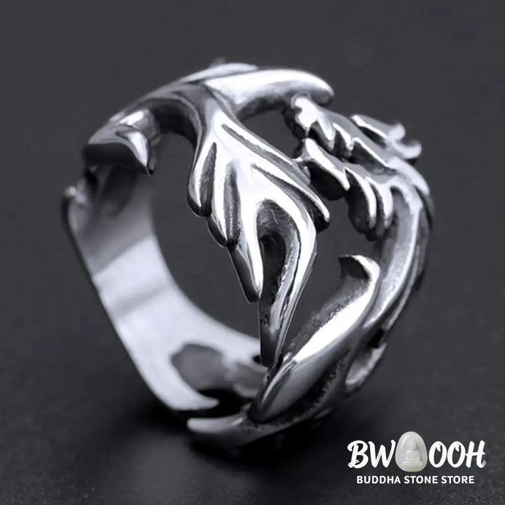 Buddha Stones Dragon Pattern Protection Strength Adjustable Ring - BWOOOH - DRAGON (Luck ♥ Strength) - Ring