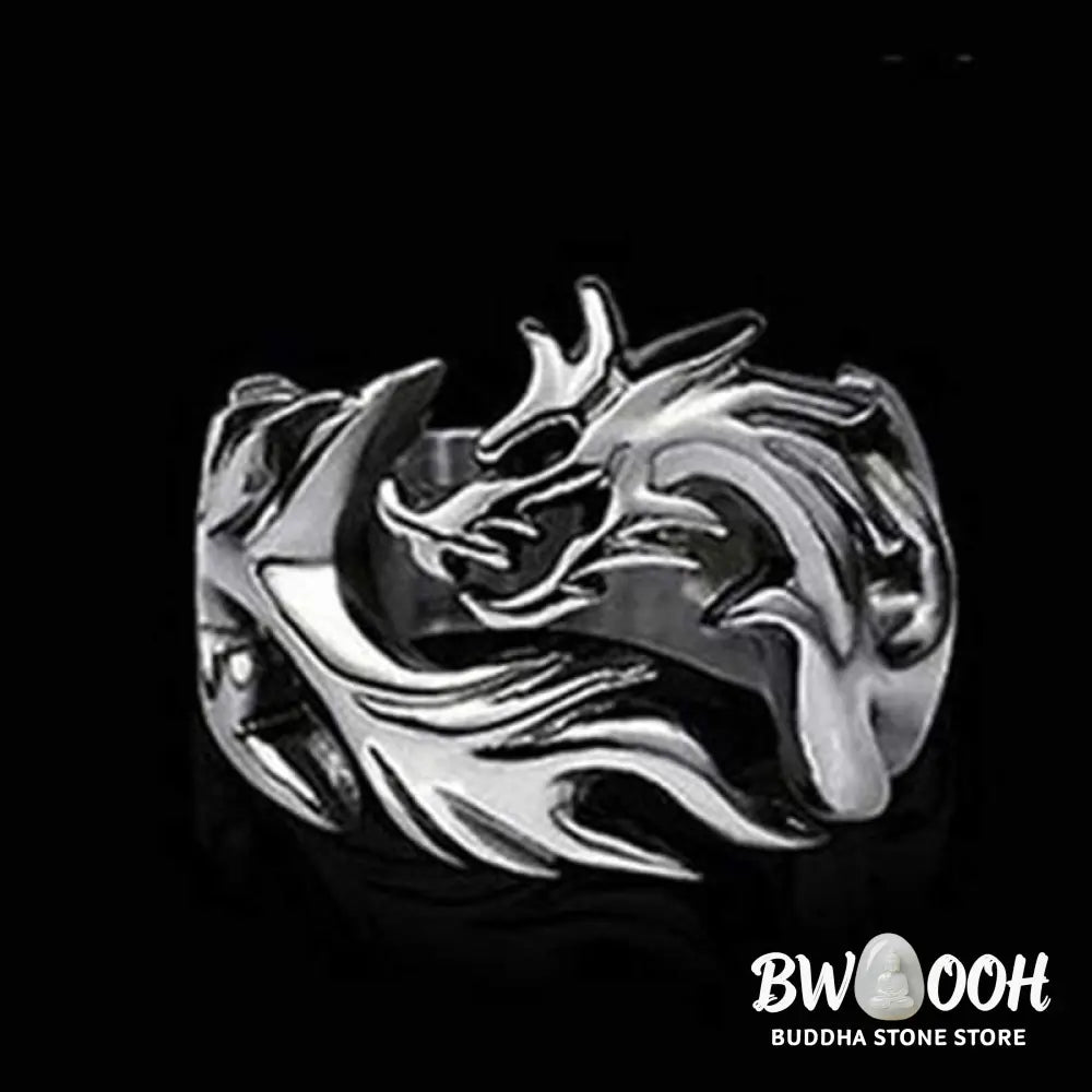 Buddha Stones Dragon Pattern Protection Strength Adjustable Ring - BWOOOH - DRAGON (Luck ♥ Strength) - Ring