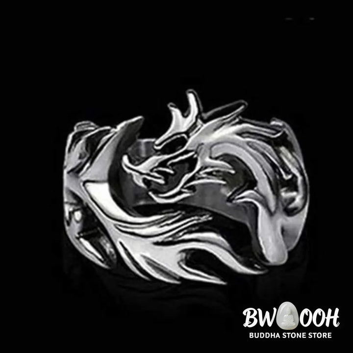 Buddha Stones Dragon Pattern Protection Strength Adjustable Ring - BWOOOH - DRAGON (Luck ♥ Strength) - Ring