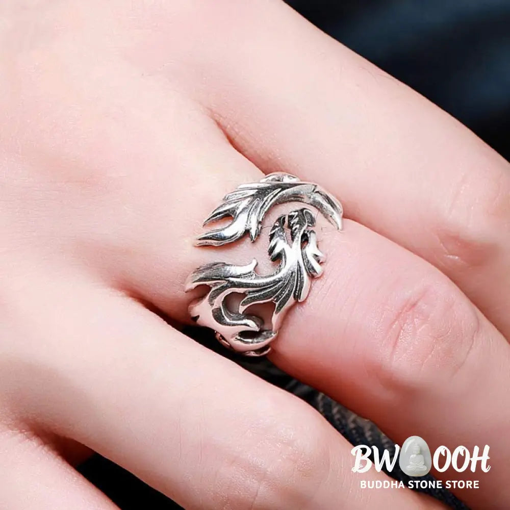 Buddha Stones Dragon Pattern Protection Strength Adjustable Ring - BWOOOH - DRAGON (Luck ♥ Strength) - Ring