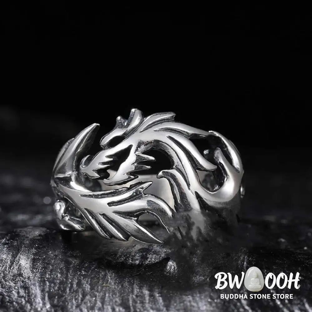 Buddha Stones Dragon Pattern Protection Strength Adjustable Ring - BWOOOH - DRAGON (Luck ♥ Strength) - Ring