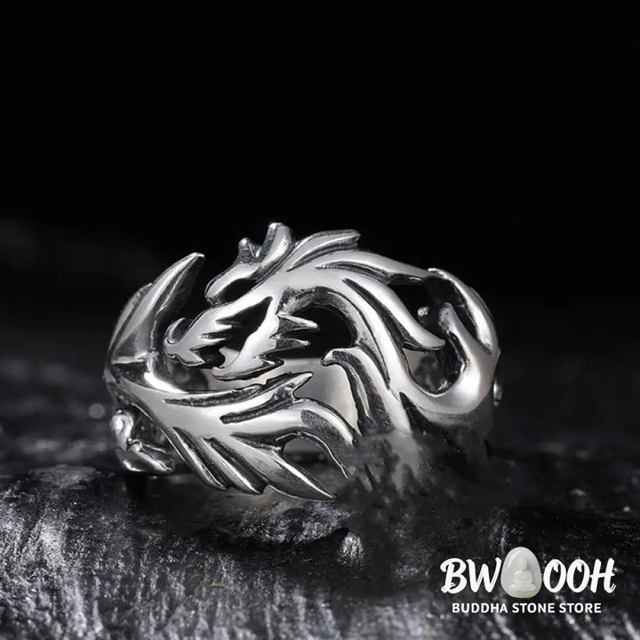 Buddha Stones Dragon Pattern Protection Strength Adjustable Ring - BWOOOH - DRAGON (Luck ♥ Strength) - Ring