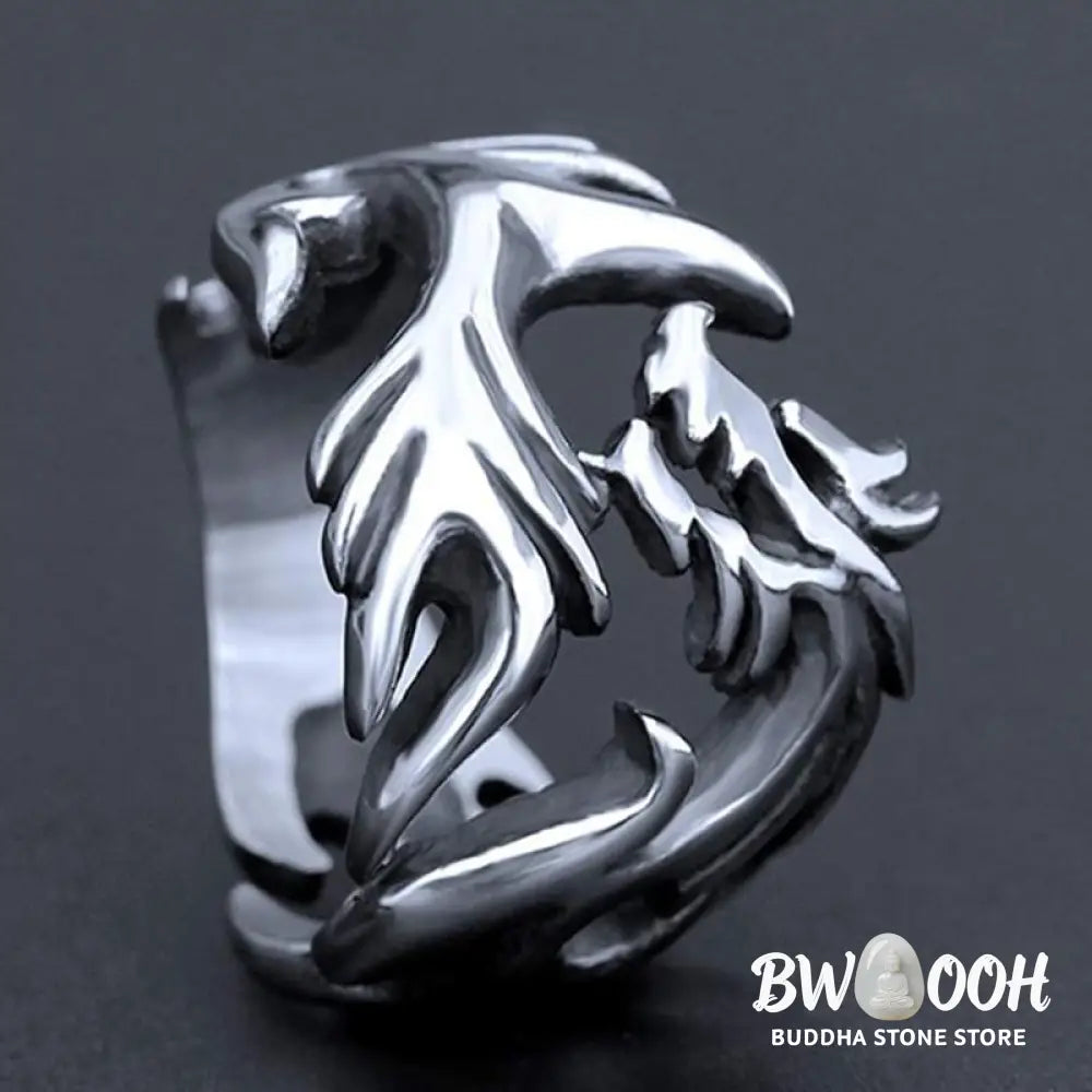Buddha Stones Dragon Pattern Protection Strength Adjustable Ring - BWOOOH - DRAGON (Luck ♥ Strength) - Ring