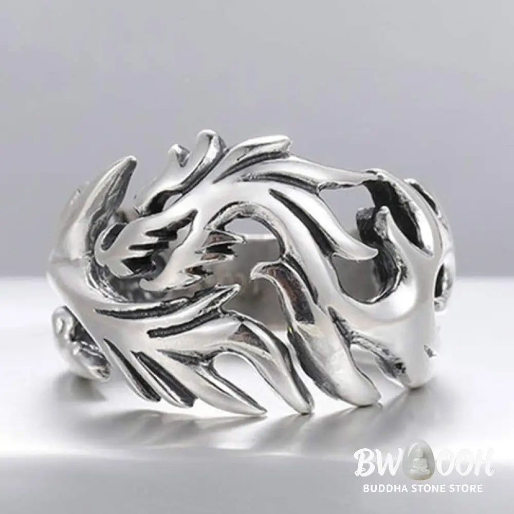 Buddha Stones Dragon Pattern Protection Strength Adjustable Ring - BWOOOH - DRAGON (Luck ♥ Strength) - Ring