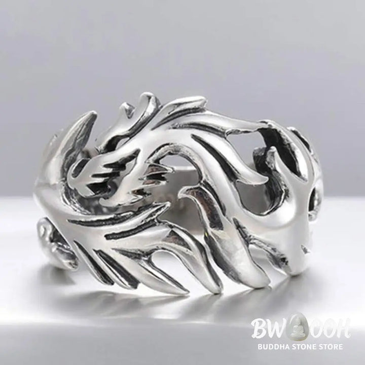 Buddha Stones Dragon Pattern Protection Strength Adjustable Ring - BWOOOH - DRAGON (Luck ♥ Strength) - Ring
