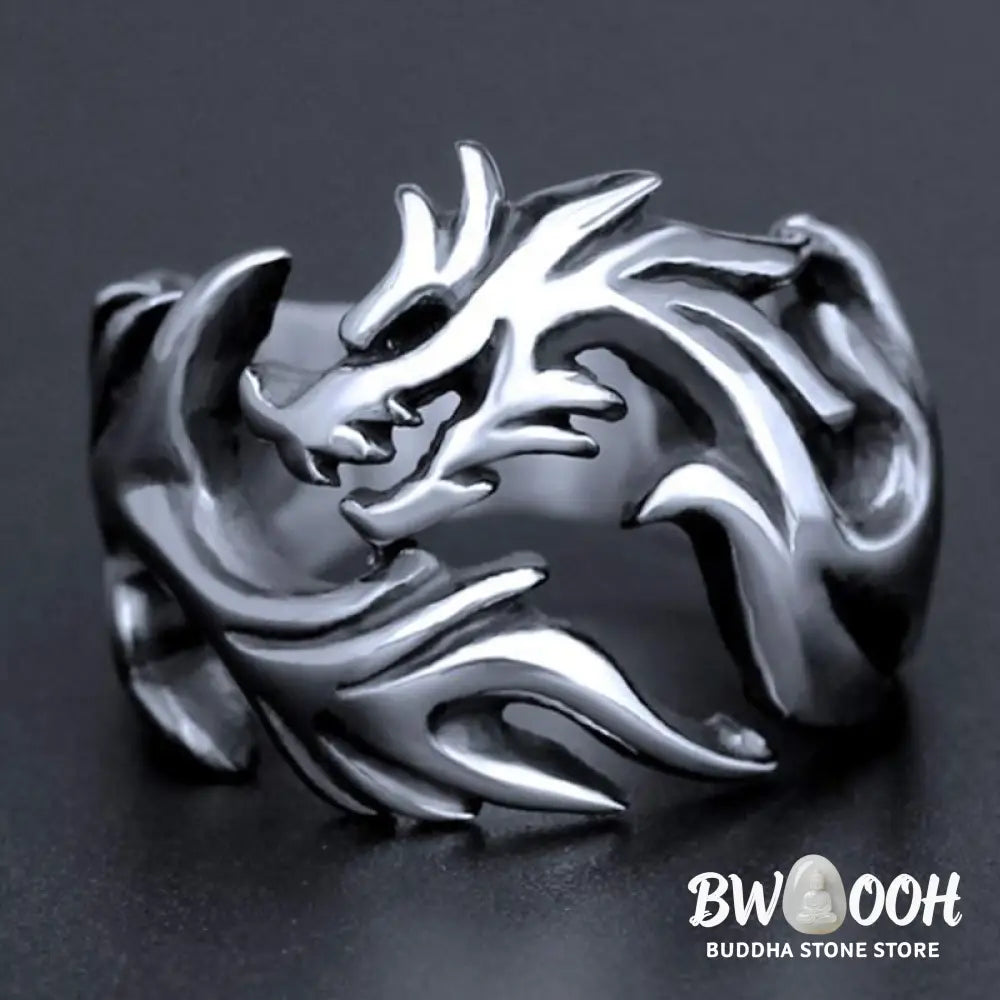 Buddha Stones Dragon Pattern Protection Strength Adjustable Ring - BWOOOH - DRAGON (Luck ♥ Strength) - Ring