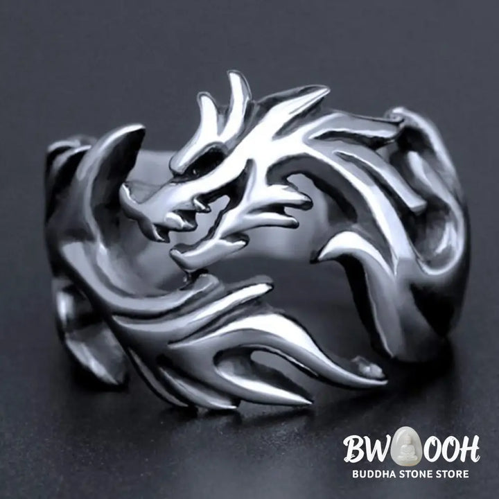 Buddha Stones Dragon Pattern Protection Strength Adjustable Ring - BWOOOH - DRAGON (Luck ♥ Strength) - Ring