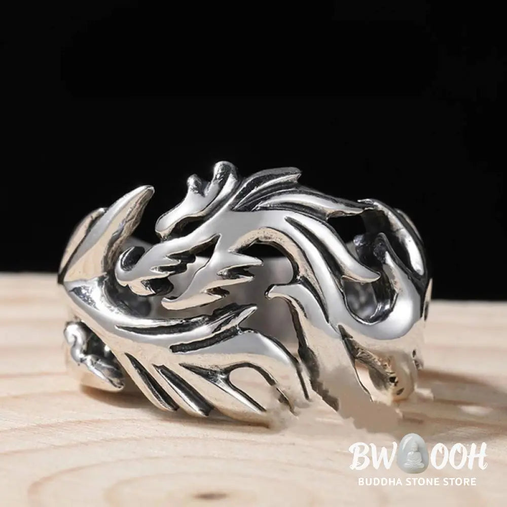 Buddha Stones Dragon Pattern Protection Strength Adjustable Ring - BWOOOH - DRAGON (Luck ♥ Strength) - Ring