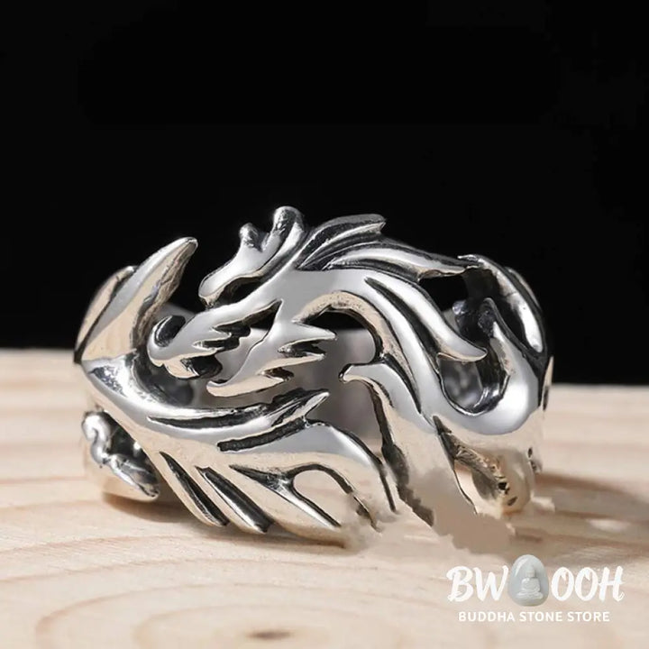 Buddha Stones Dragon Pattern Protection Strength Adjustable Ring - BWOOOH - DRAGON (Luck ♥ Strength) - Ring