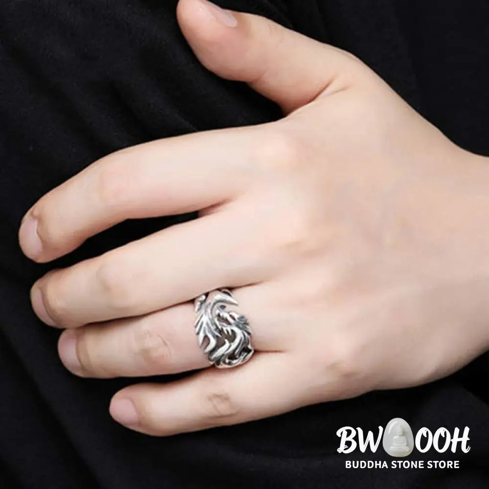Buddha Stones Dragon Pattern Protection Strength Adjustable Ring - BWOOOH - DRAGON (Luck ♥ Strength) - Ring