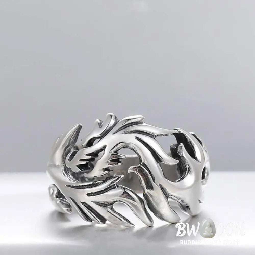 Buddha Stones Dragon Pattern Protection Strength Adjustable Ring - BWOOOH - DRAGON (Luck ♥ Strength) - Ring