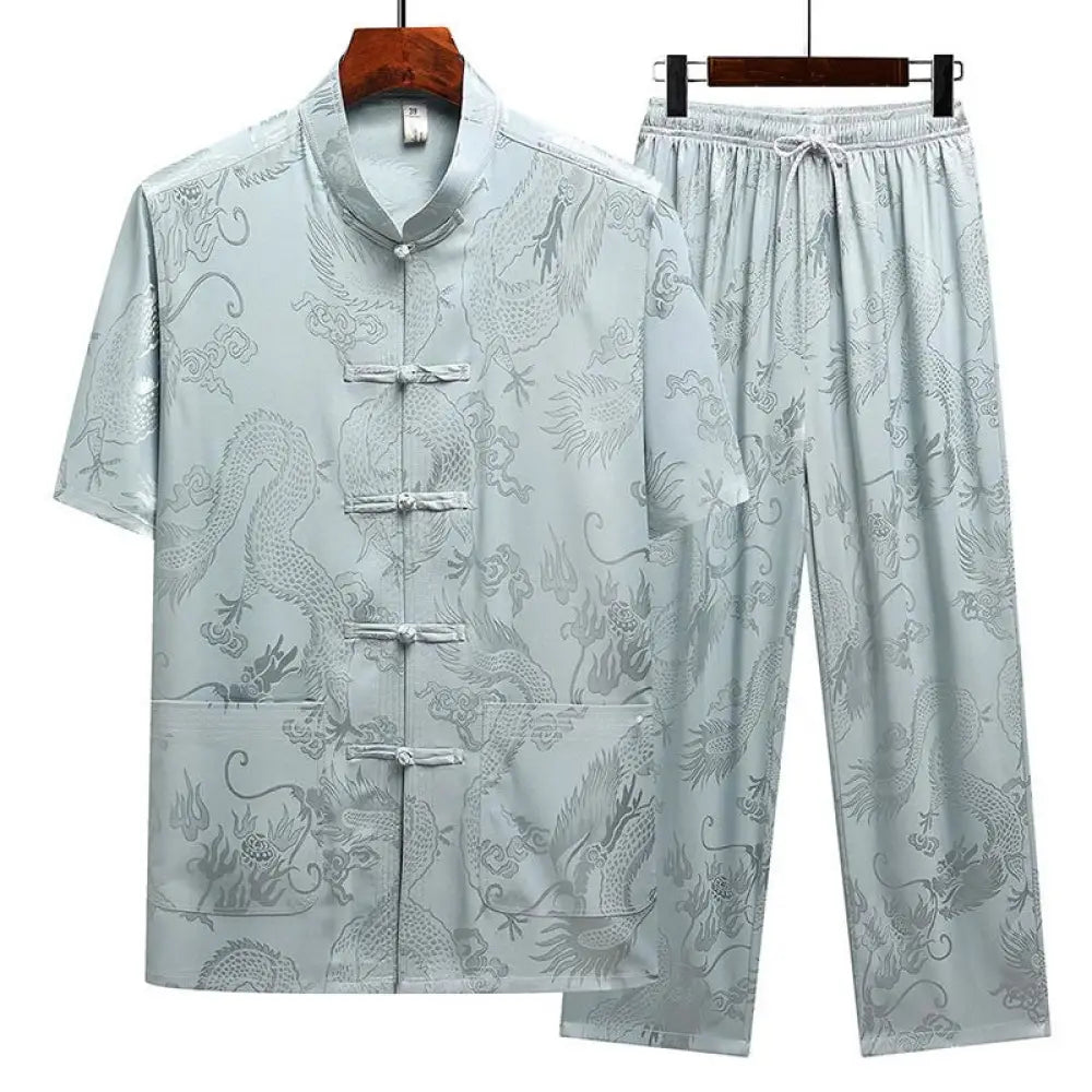 BWOOOH printed wide-leg yoga pants - Dragon Pattern Tang Suit Hanfu Tradition