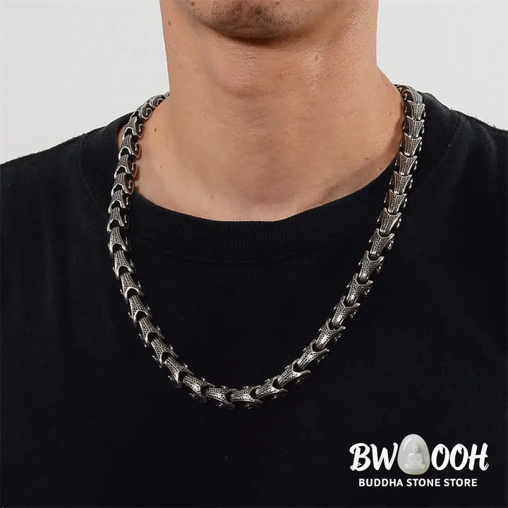 Buddha Stones Dragon Pattern Titanium Steel Protection Necklace Pendant Bracelet - BWOOOH - Necklaces &amp; Pendants