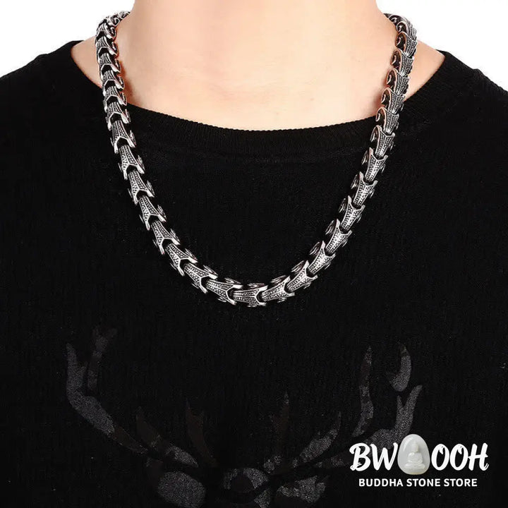 Buddha Stones Dragon Pattern Titanium Steel Protection Necklace Pendant Bracelet - BWOOOH - Necklaces &amp; Pendants
