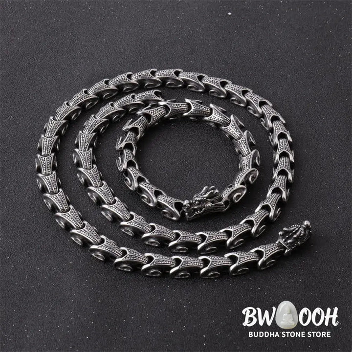 Buddha Stones Dragon Pattern Titanium Steel Protection Necklace Pendant Bracelet - BWOOOH - Necklaces &amp; Pendants