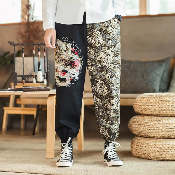 BWOOOH printed harem pants - Dragon Pattern Two-tone Men&