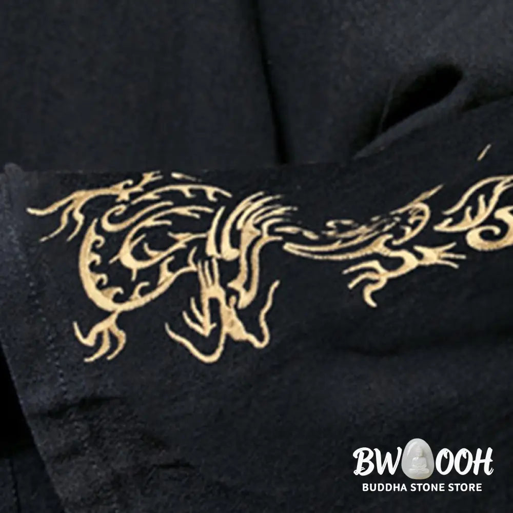 Buddha Stones Dragon Phoenix Open Front Long Sleeve Jacket Men’s Cotton Kimono - Men’s Kimono