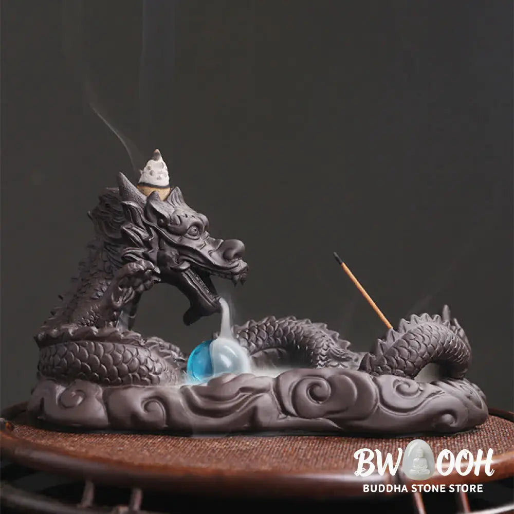 BWOOOH handcrafted incense burner - Dragon Playing Ball Flower Protecti